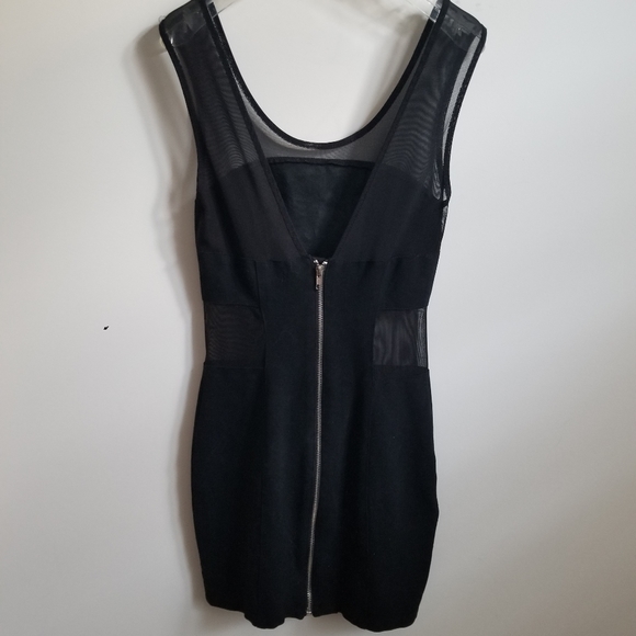 Blaque Label genuine leather dress black mesh cut out sz S - Picture 4 of 7